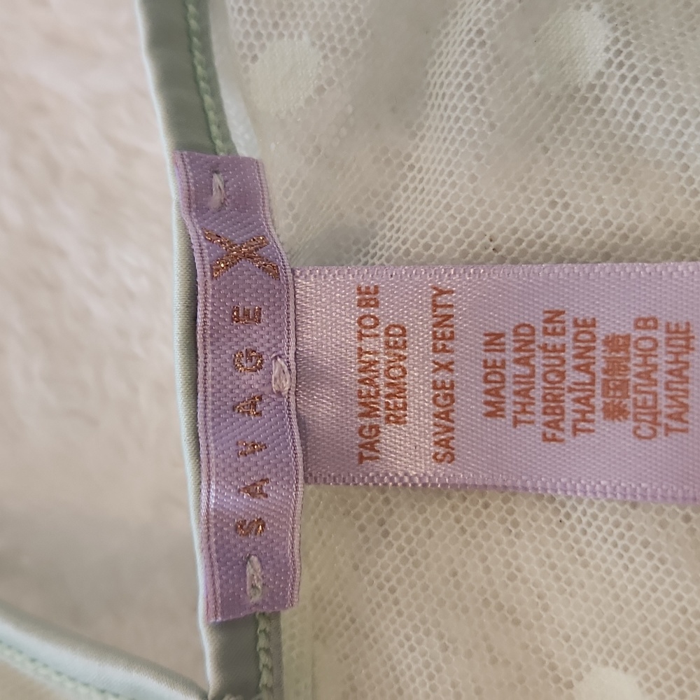 Savage X Fenty Mint Green With  Flowered Bodice Negligee Size Medium - Picture 3 of 13